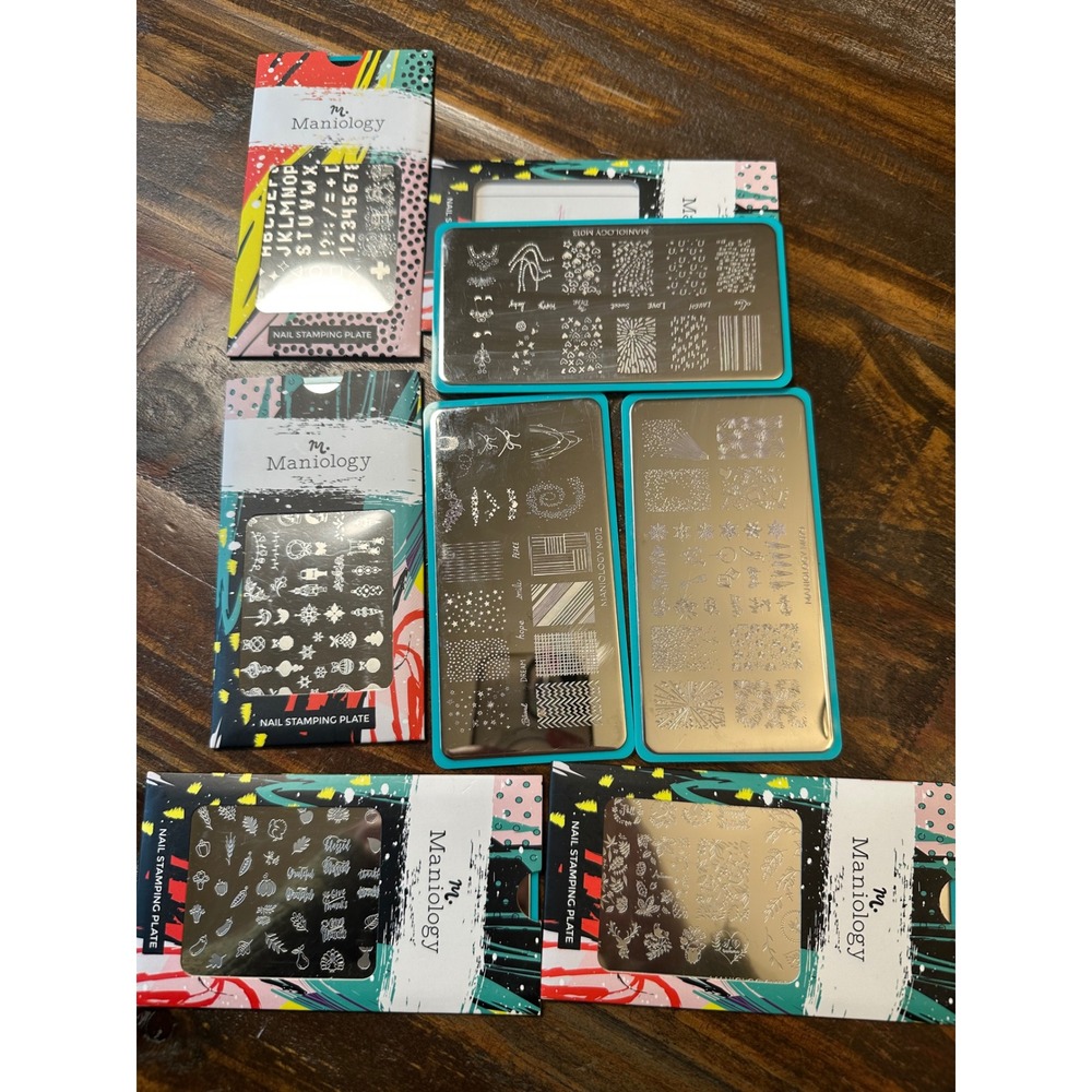 Maniology Nail Stamping Plate Bundle 7pc Set Holiday Seasonal Fancy Nail Design